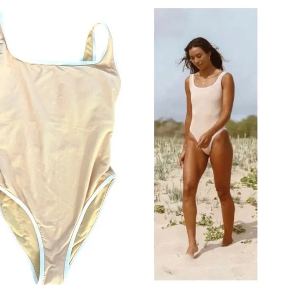 NWOT LainSnow Ocean Isle One-Piece Swimsuit – XL (Champagne/Cream) - Picture 1 of 5